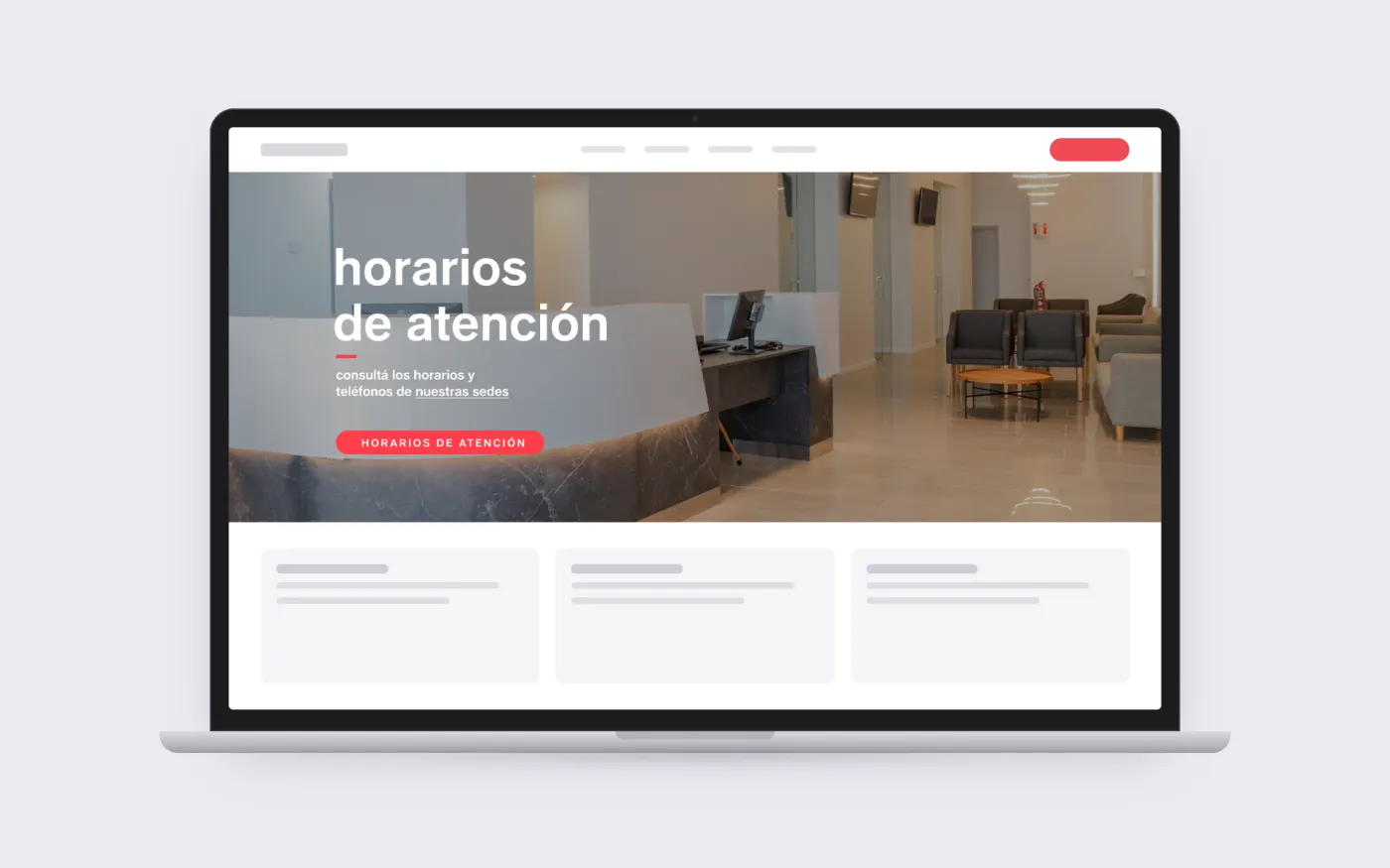 El sitio del laboratorio en una notebook: horarios de atención de sus sedes.